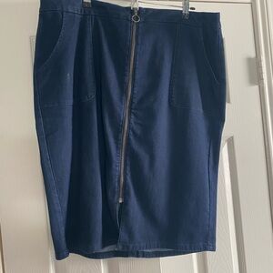Lane Bryant Navy Pencil Skirt with Front Zip